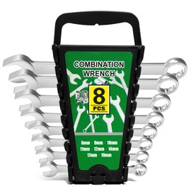 SAPILIT Combination Wrench Set, CR-V Material, Metric Sizes 8-19mm, Durable Portable Unique Design, for Automotive Repair Combination Wrench Metric and Standard, 8PCS