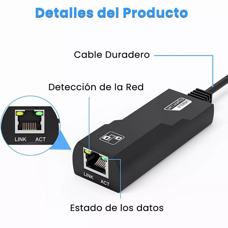 Lostrain Adaptador Ethernet Usb 3.0 A Rj45 Gigabit Lan 1000mbps