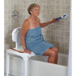Carex Universal Tub Transfer Bench, Bath Seat with Backrest, Shower Chair for Elderly and Disabled, Transfer Bench & Shower Seat for Bathtub with Adjustable Legs, Converts to Right or Left Hand Entry
