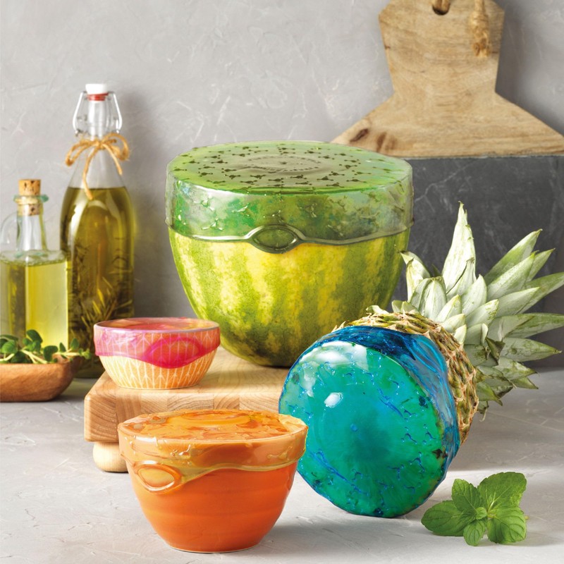 STONELINE® Reusable Food Storage Lids, Set of 4, Stretchable, Diameter