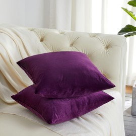GIGIZAZA - Fundas decorativas para cojín de sofá, 2 piezas, color morado, fundas hechas de terciopelo, para cojín