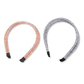 Vanyibro 2 Pieces Double Crystal Side Glitter Rhinestone Headbands,Perfect for Women's Fashion and Special Occasions