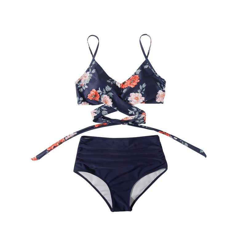 RXRXCOCO Women's Wrap Push Up Bikini Top with Tummy Control