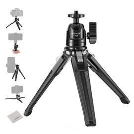 NEEWER Mini Desk Tripod, Metal Table Top Small Portable Travel Selfie Stick Stand with 360° Ball Head & 1/4" Screw for Camera Mobile Phone Holder Action Cam, Cleaning Cloth, Max Load 6.6 lbs, TP29