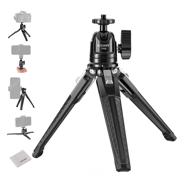 NEEWER Mini Desk Tripod, Metal Table Top Small Portable Travel