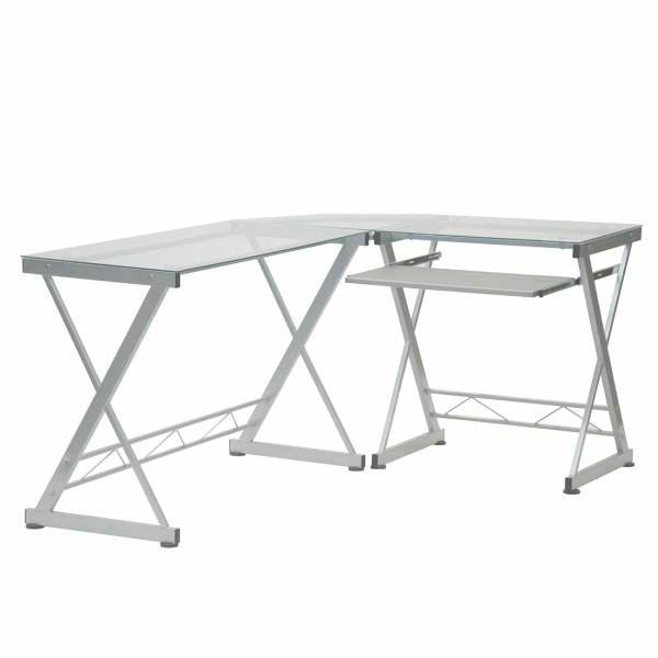 Techni Mobili L Shaped Computer Desk Workstation w/ Reversible Desktop