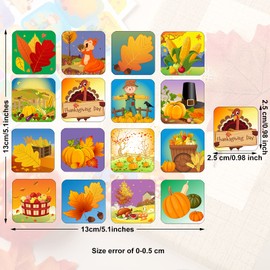 480 Pieces Fall Stickers for Kids Thanksgiving Autumn Sticker Multi Color Pumpkin Sticker Maple Leaves Sticker Turkey Corn Sticker for Fall Thanksgiving Theme Party Classroom Decor (Vivid Style)