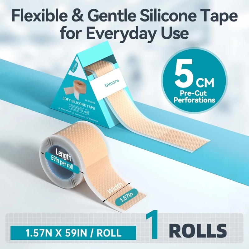 Dimora Silicone Medical Tape Hypoallergenic Pain-Free Removal Surgical Tape