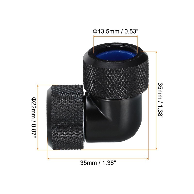 sourcing map Rigid Tube Fitting 90 Degree Rotary Elbow Black