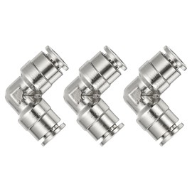 PATIKIL Air Line Fittings, 1/4" Elbow Nickel-Plated Brass Push to Connect Quick Connect Fittings Pipeline Hose Connector Replace Repair Kit for Air Compressor Pneumatic System, 3 Pcs