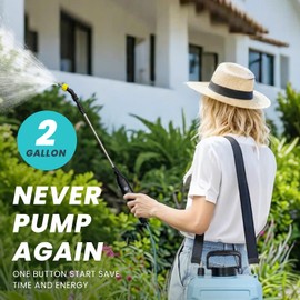 Battery Powered Sprayer 2 Gallon, Electric Garden Backpack Sprayer with 5 Mist Nozzles, Rechargeable Handle, Retractable Wand, Weed Yard Lawn Sprayer for Lawn, Garden Cleaning