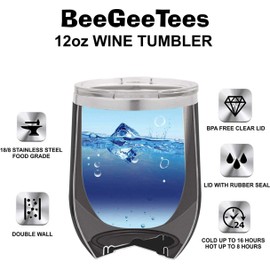 BeeGeeTees Funny Wine Tumbler Wine With DeWine In Ohio Laser Engraved Insulated Unbreakable Stemless Cup With Lid (Matte Royal Blue)
