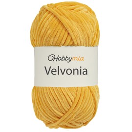 HobbyMia Velvonia - 100g / 131yds - Micropolyester Bulky Weight Yarn - Soft Velvet Yarn for Crocheting and Knitting - Chenille Fluffy Baby Blanket, Amigurumi Yarn (18917 - Orange, 1 Skein)
