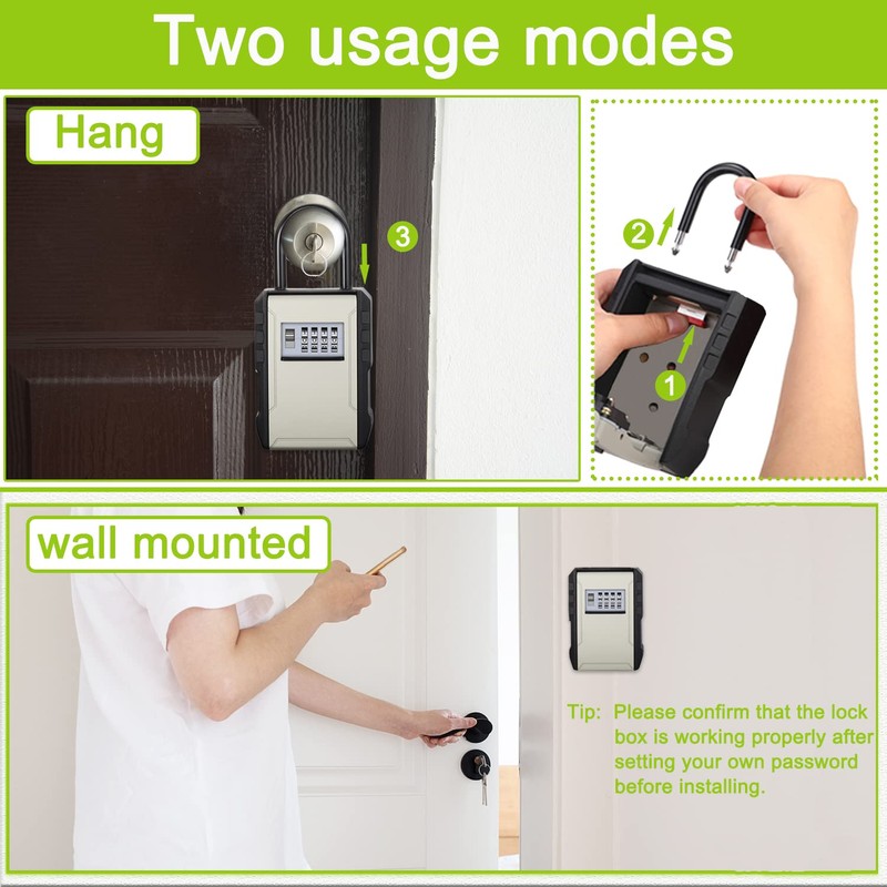 ZHEGE Key Safe Padlock, Key Box with Code Wall Mounted,
