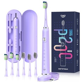 JTF Sonic Cepillo de dientes eléctrico – con estuche de viaje y 6 cabezales de cepillo, cepillos de dientes de carga rápida para 60 días de duración, 