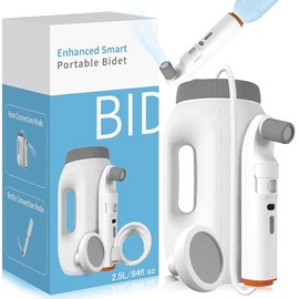 Portable Bidet with LED Display – High Pressure Travel Bidet with Shower-Head, 2.5L Tank, Dual Modes & Adjustable Spray | 1600mAh Battery | Leakproof IPX6 | for Women, Men & Postpartum Care(Gray)