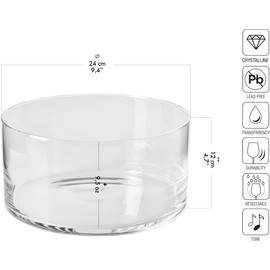 Krosno Decorative & Salad, Fruit Glass Bowl, 9.4", Glamour Collection, Mixing and Serving, Home Restaurants Parties, Fridge Safe, Candle Decoration, Made in Europe