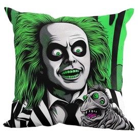 The Beach Stop Beetlejuice Themed Scary Horror Movie Accent Cushion Cover | Unique Home Decor Inspo Gift Idea | 45x45cm 18x18” | Pop Art Beetlejuice