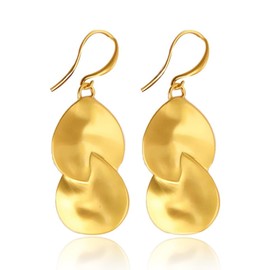 WZJLY 1 Pair Copper Dangle Fashion Lightweight Gold Plated Silver Plated Two Tone Earrings (Gold)