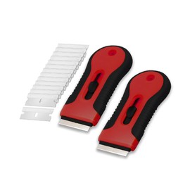Bates- Razor Blade Scraper Tool Set, 2 Pack, Black & Red, 30 Extra Stainless Steel Blades, Anti-Slip Ergonomic Handle Design, Razor Scraper Tool for Glass