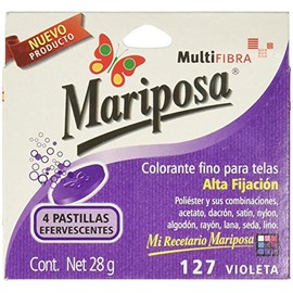 Mariposa Colorante para Ropa, Pastillas de color Violeta Numero 127, 28 g