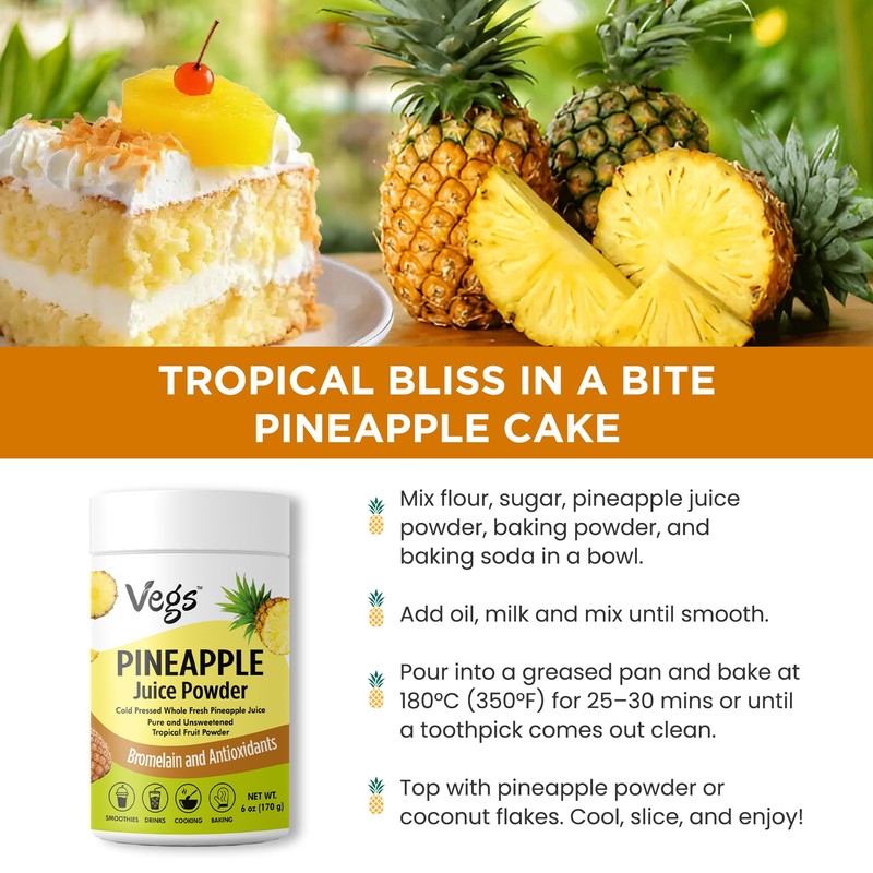 Vegs Pineapple Juice Powder - Freeze Dried Organic Pineapple Powder