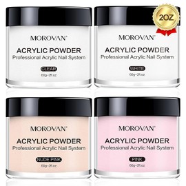 Morovan Acrylic Powder Set - 4 Colors Acrylic Nail Powder Professional Polymer