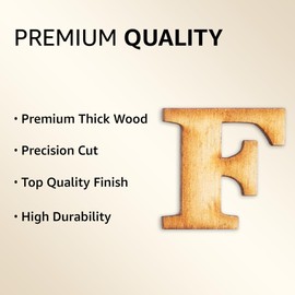 4-Inch Decorative Wooden Letter F - Alphabet Letters for DIY Wall Signs, Table & Shelf Decorations - Wood Letters for Crafts & Party Decor