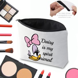 AKTAP Duck Lover Gift Duck Makeup Cosmetic Bag Daisy Big Face Character Zipper Pouch Bag Animal Lover Gift for Best Friend (Duck Makeup Bag)