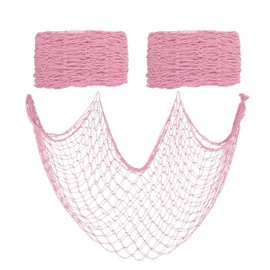 GVRGO Fishing Net 2 Pcs Set - Ocean Adventure Theme Indoor Decoration Can Be Used in Bedroom Living Room Bathroom, Outdoor Fishing Fishing Field Sports Accessories for Kid Gift Pink 1 X 2m