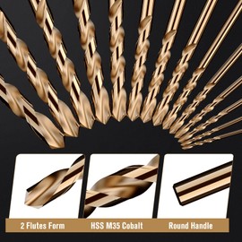 MACXCOIP M35 Cobalt Drill Bit Set 29pcs, High Speed Steel Drill Bit Set for Hardened Metal, Stainless Steel, Cast Iron and Wood Plastic with Indexed Round Case, 1/16"-1/2"