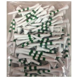 2 3/4" Wooden Golf Tees with Height Indication Stripes - Pack of 300 (White w/Green Stripes)