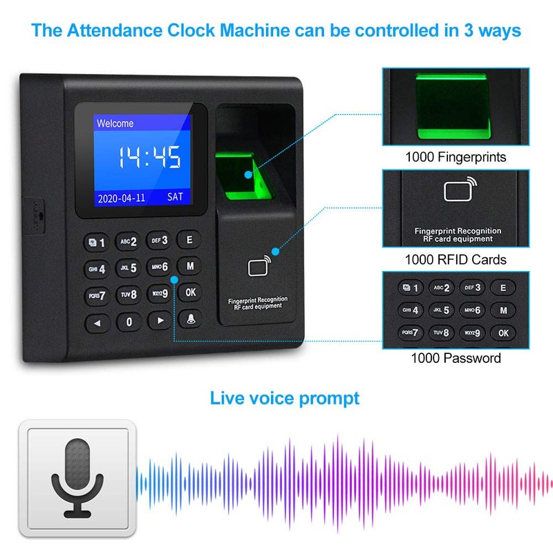 LIBO Intelligent Biometric Fingerprint Time Attendance Machine Time Clock Recorder