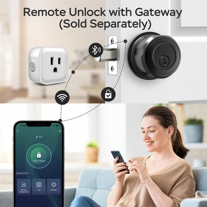 GeekTale Smart Deadbolt Lock with Passage Door Knob, Fingerprint Deadbolt
