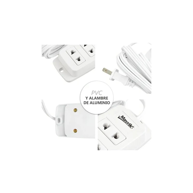 Multicontacto Cable Extensión Eléctrica 2 En 1 Doméstico