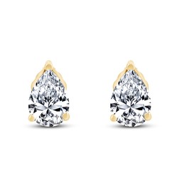 White Cubic Zirconia Pear Shape Stud Earrings In 14K Yellow Gold Over Sterling Silver (4 Ct)