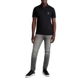 Karl Lagerfeld Paris Men's Karl Armour Johnny Collar Polo, Black