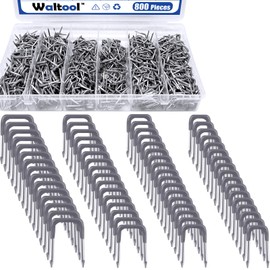 Waltool 800Pcs 4 Size Carbon Steel Insulated U Staple Nail Assortment Set with Storage Case, 0.56", 0.44” 0.41", 0.36" Cable Staple Cord Fastener for Wood Fixing Wires Cable