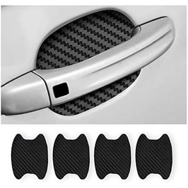4PCS Sticker, Carbon Fiber Anti-Scratches Car Door Cup Protector, Non-Marking Auto Door Handle Protective Film, Universal for Most Car Handles (Black/4PCS)