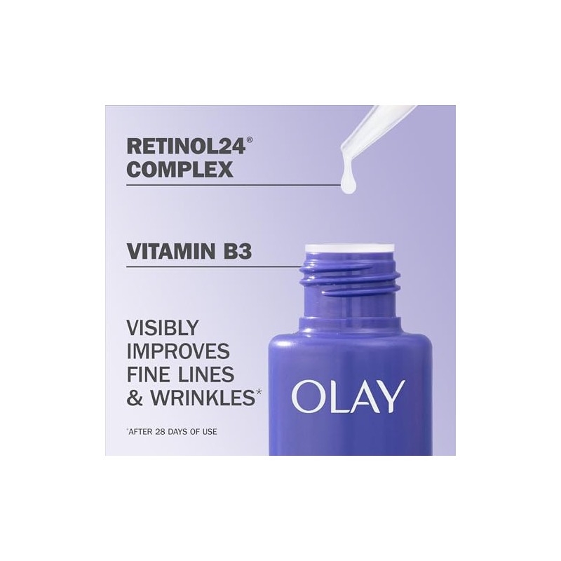 Olay Retinol 24 MAX Suero Suavizante Nocturno, Sin Fragancia, 1.3