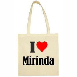 '"I Love Mirinda Shopping Bag School Bags Gym Bag 38 x 42 cm in Pink White Beige Red Blue Green Grey Yellow