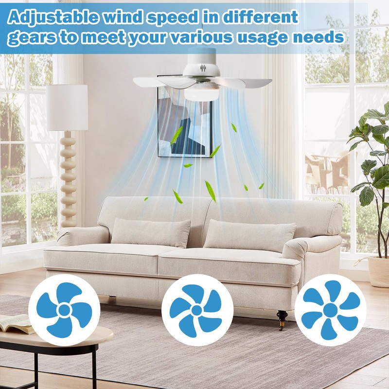 Solar Ceiling Fan Light,Solar Powered Rechargeable Ceiling Fan with 3