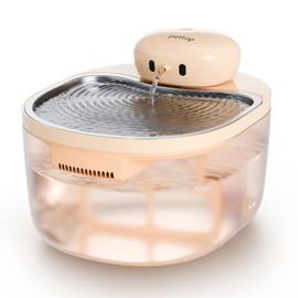 PetTop Pumpless Cat Water Fountain - 102oz/3L - Stainless Steel Tray – 3600mAh Battery Operated with Motion Sensor