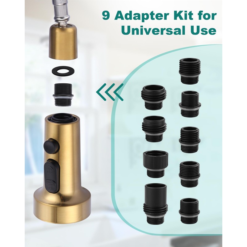 Pull Down Faucet Head Replacement: 3-Function Kitchen Faucet Sprayer Head