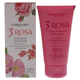 L’Erbolario 3 Rosa Nourishing Hand Cream - Moisturizing Hand Lotion for Women and Men with Camellia Oil - For Dry, Cracked Hands and Redness - 2.5 oz