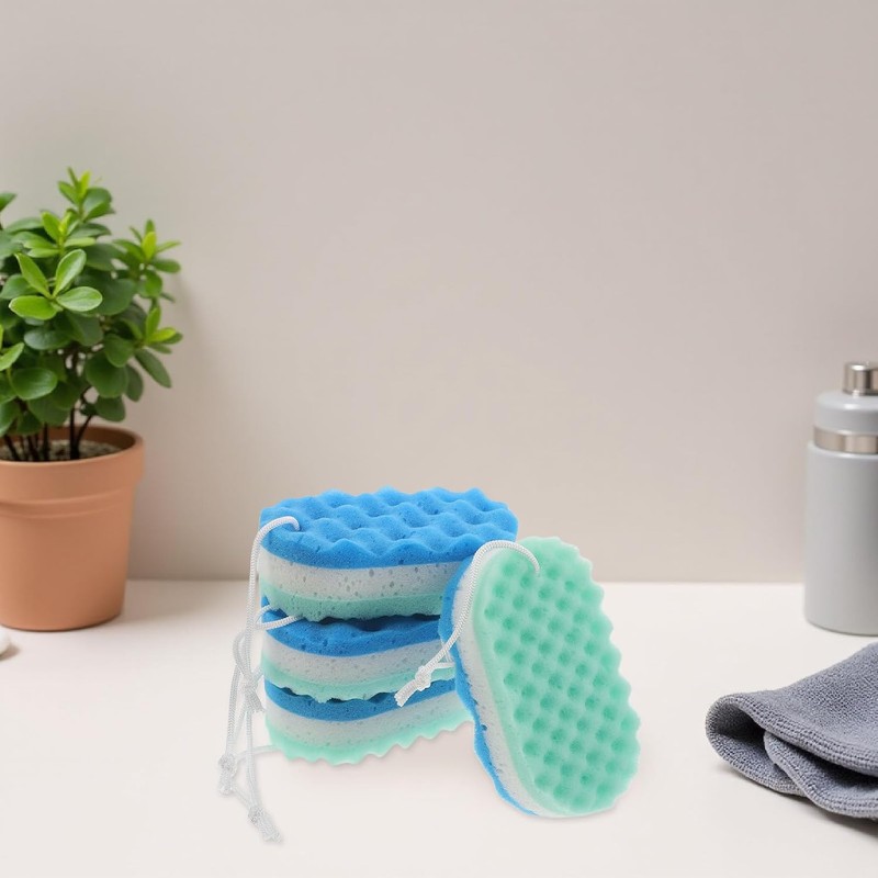 Esponja de Baño Exfoliante Azul LIFKOME de 4 Piezas con