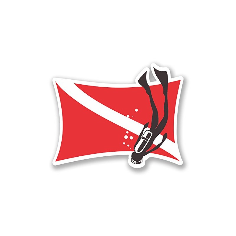 2 x 10cm Scuba Diving Flag Vinyl Stickers