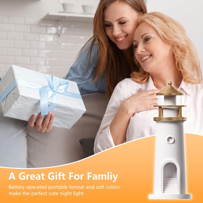 Aisny Lighthouse Decoration, Light House with LED Light, Moon Projection,