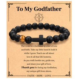 Cross Bracelet Gifts for Men New Dad Father Papa Godfather Grandpa Husband, Pastor Appreciation Gifts for Men/Him, Christian Gifts for Men Faith