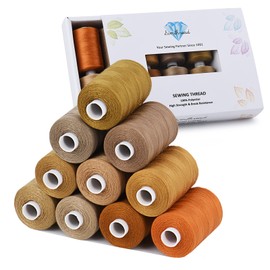 Simthread All Purpose Sewing Thread, 10 Spool 1000 Yards Polyester Thread for Sewing, Handy Polyester Sewing Threads for Sewing Machine - (Brown Series)